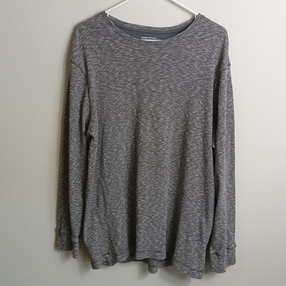 Banana Republic Other - Banana Republic Waffle Knit Tee Mens XXL Grey Excellent Long Sleeve Textured